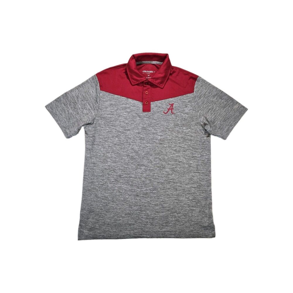 Mens Colosseum Alabama Crimson Tide Polo Shirt Gray Crimson Performance Medium